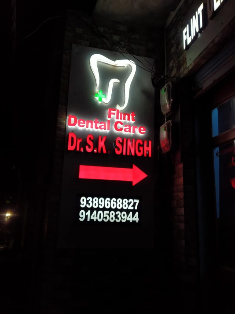 creative backlight led sign board installed for client at varanasi, U.P.