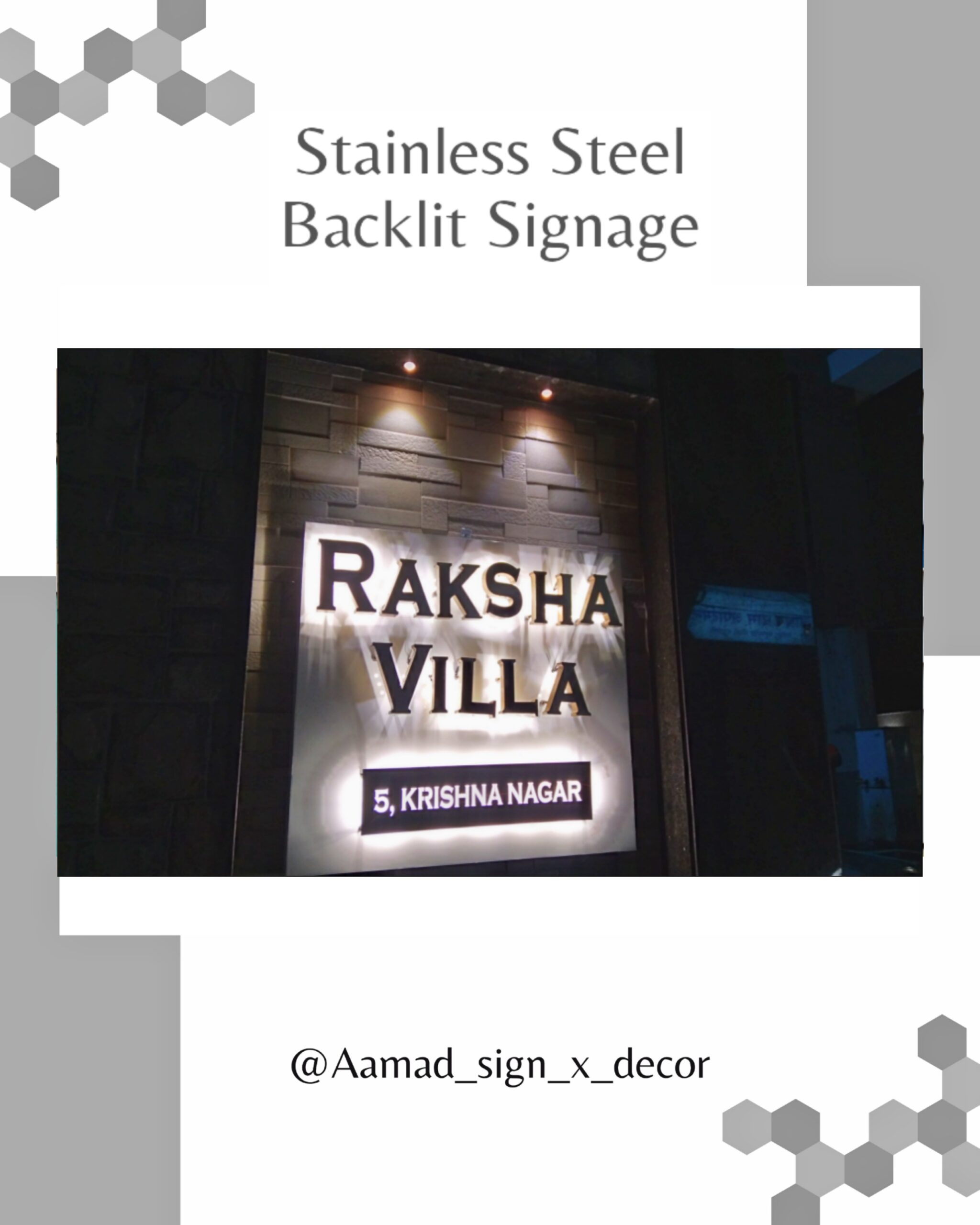 backlight steel letters installed for raksha villa