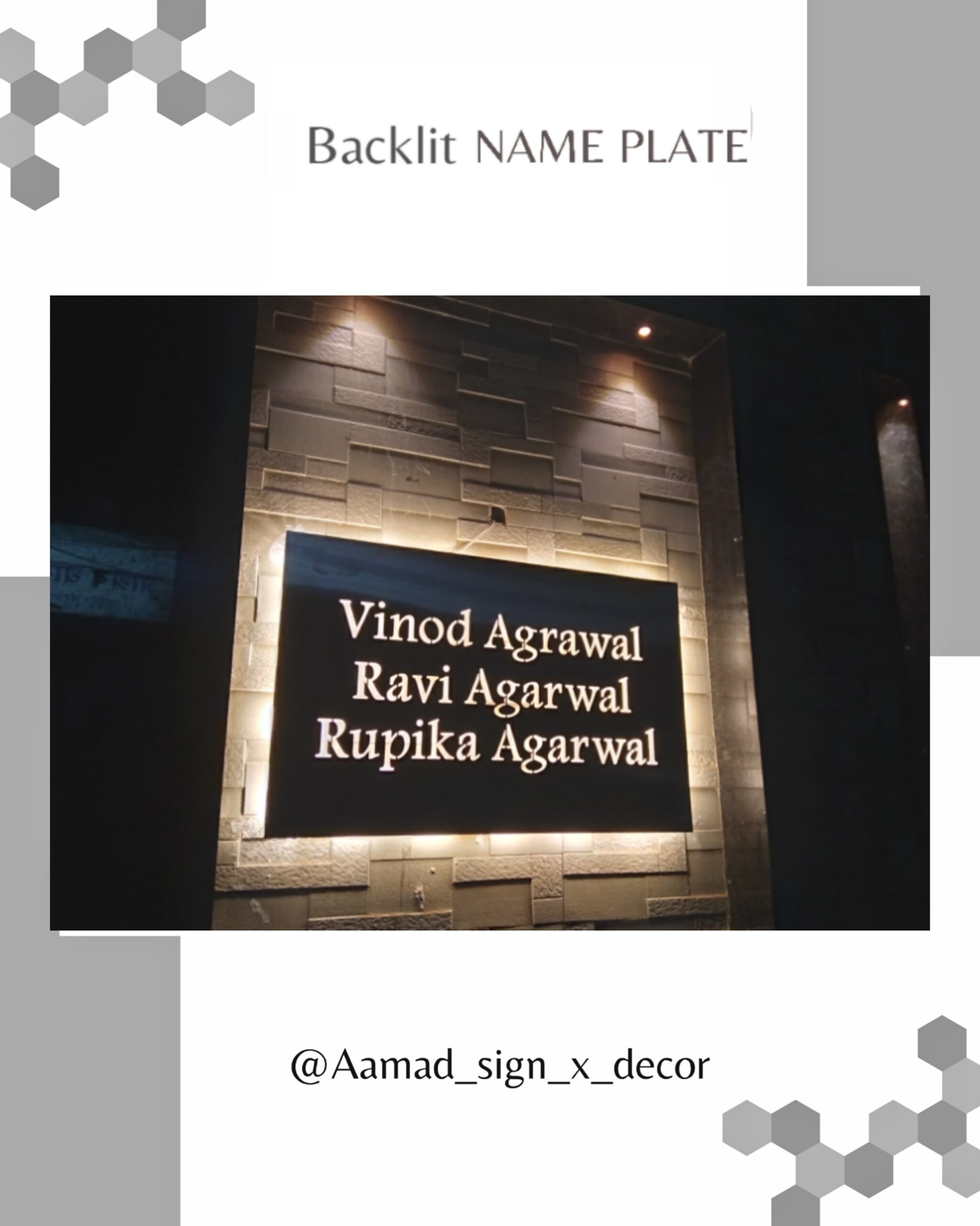 ss led name plate done for client at mehmoorganj, varanasi