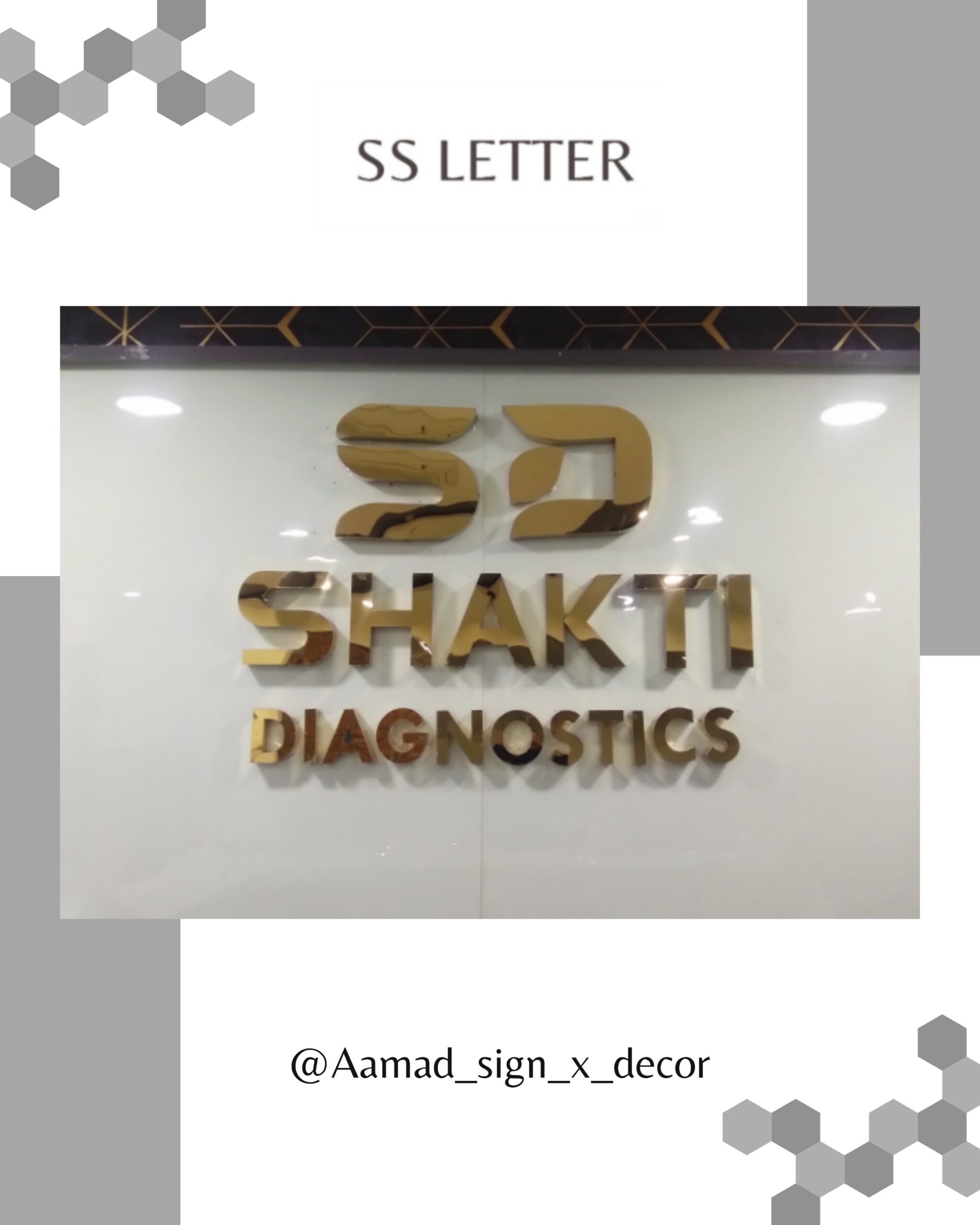 stainless steel letters done for renowned shakti diagnostics, in varanasi