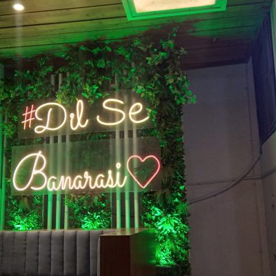 creative neon sign installed for client at varanasi, U.P.