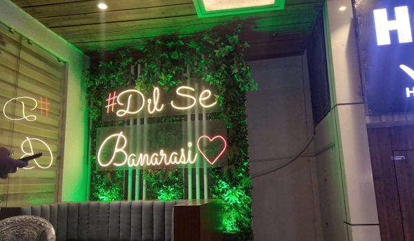 creative neon sign installed for client at varanasi, U.P.