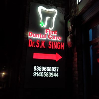 creative backlight led sign board installed for client at varanasi, U.P.