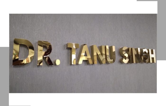 steel letters installed for dr. tanu singh renowned doctor of varanasi. work nicely by Aamad Team