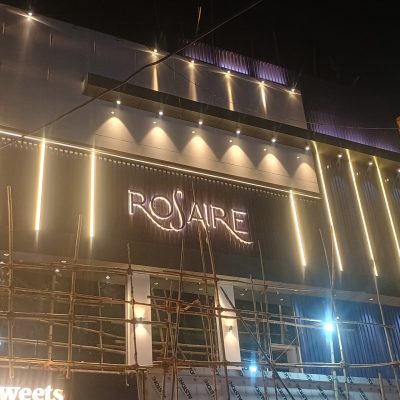 creative backlight ss letter installed for client at varanasi, U.P.